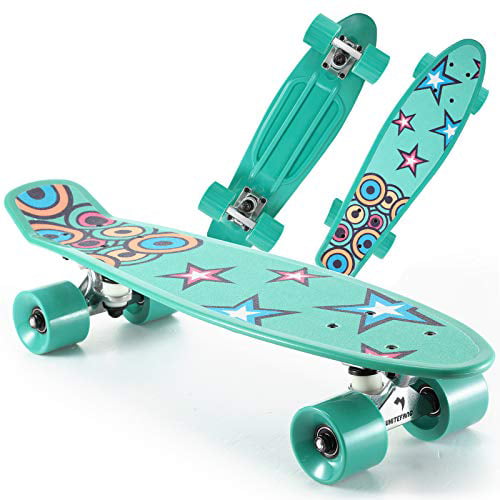 WhiteFang Skateboard Colorful Wheels Cruiser Skateboards for Kids Girls Boys and Teens Complete Skateboard 22 inch with Cool Painting Grip 